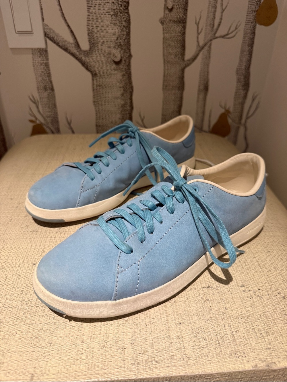 Cole Haan Light Blue and White GrandPro Lace-Up Sneakers